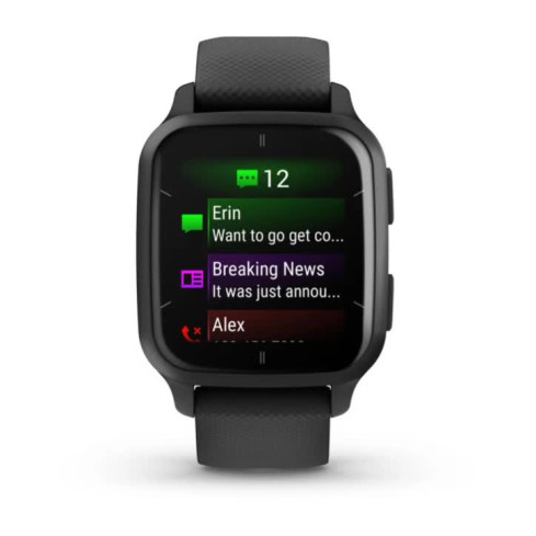 Venu® Sq 2 - Music Edition Slate Aluminium Bezel з чорним корпусом та силіконовим ремінцем 010-02700-10