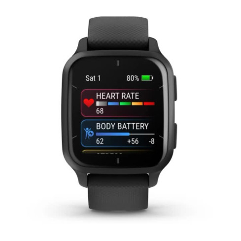 Venu® Sq 2 - Music Edition Slate Aluminium Bezel з чорним корпусом та силіконовим ремінцем 010-02700-10