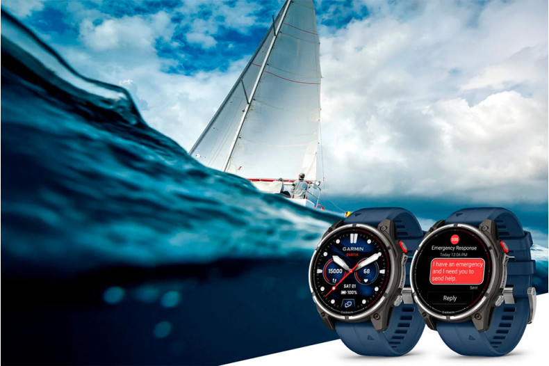 Морський смартгодинник Garmin quatix 8 Pro з технологією inReach допомагає підтримувати зв’язок на воді