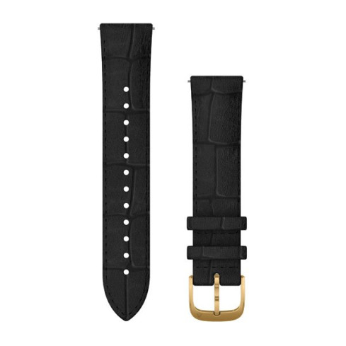 Ремінець Quick Release (20 мм) Black чорний, 24K Gold PVD застібка, італійська шкіра 010-12924-22
