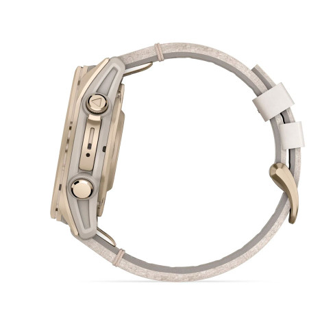 fēnix® 8 – 43мм, AMOLED, Sapphire, Soft Gold з Limestone сірим шкіряним ремінцем 010-02903-40