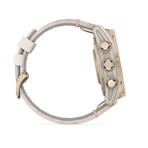 fēnix® 8 – 43мм, AMOLED, Sapphire, Soft Gold з Limestone сірим шкіряним ремінцем 010-02903-40