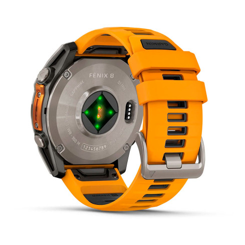 fēnix® 8 – 51мм, AMOLED, Sapphire, Titanium з помаранчевим силіконовим ремінцем 010-02905-11