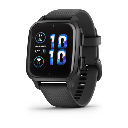 Venu® Sq 2 - Music Edition Slate Aluminium Bezel з чорним корпусом та силіконовим ремінцем 010-02700-10