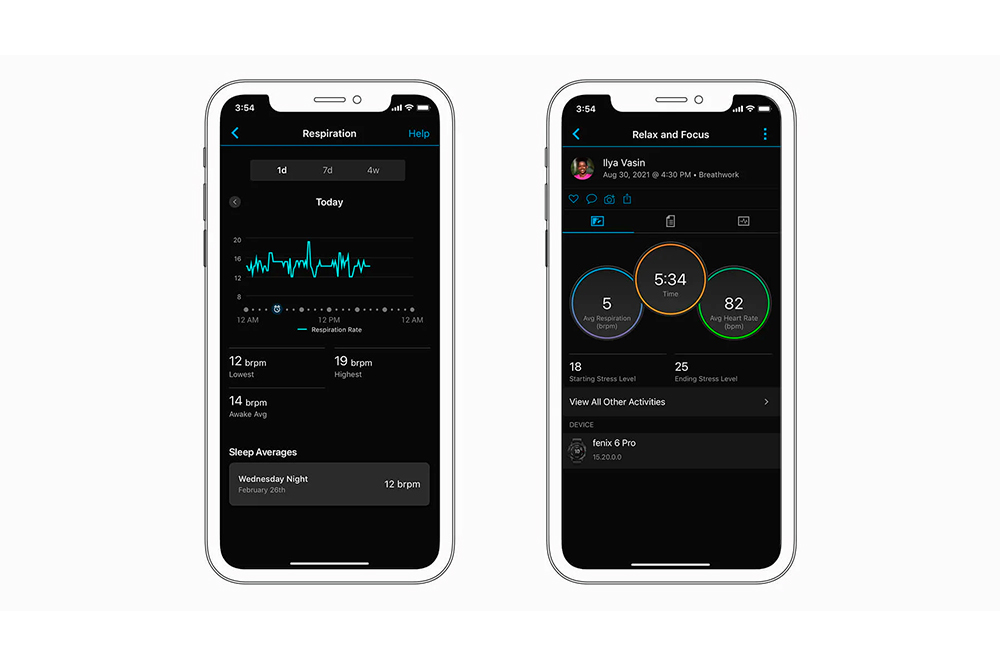 Частота дихання та дихальні вправи Garmin