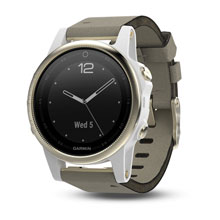 Премиум часы для мультиспорта Garmin fenix 5S Sapphire Goldtone с серым замшевым ремешком