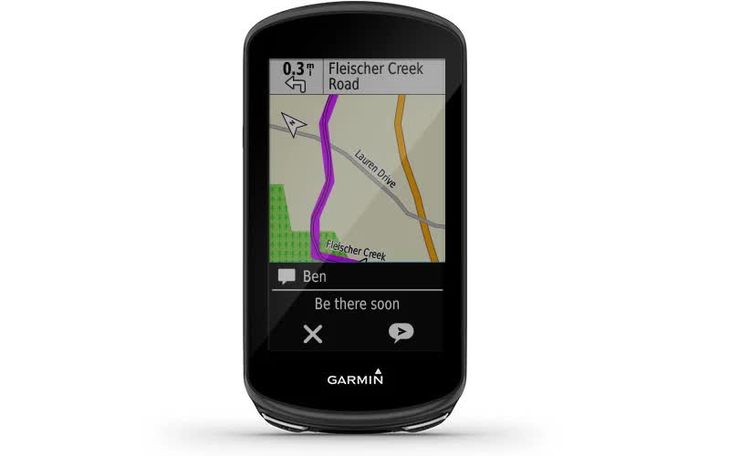 Навігатор для велосипедистів Edge 1030 Plus виводить смарт нотифікації від смартфона на свій екран