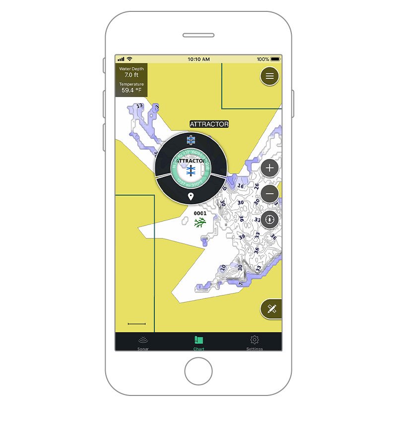 Вбудований GPS дозволяє створювати карти Quickdraw ваших улюблених та перспективних місць риболовлі з ізобатами до 30 см