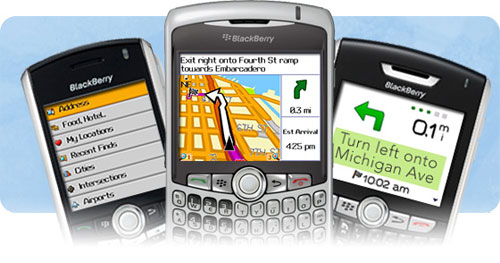 Garmin Mobile для смартфонов BlackBerry  - функции навигации с помощью беспроводных технологий