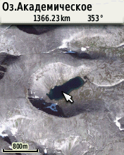 Фрагмент карты Хибинских гор (космоснимок Google) 